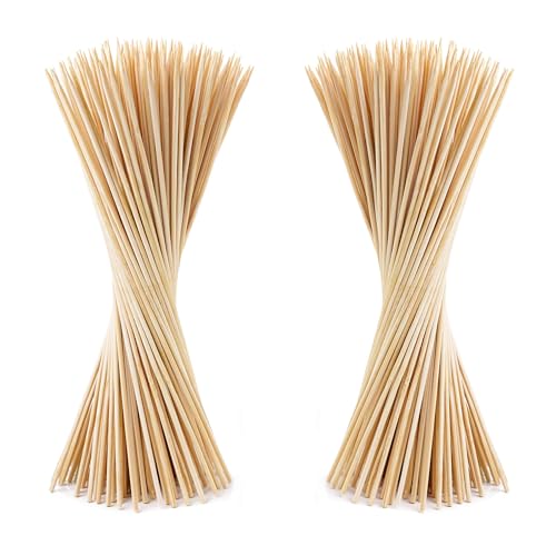 150 Bamboo Skewers 30cm in Length Wooden Skewers Sticks for BBQ, Cocktail, Shish Kabobs, Chocolate FountainParty Essentials