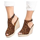 Reokoou Women's Slingback Wedge Sandal Peep Toe Ankle Strap Casual Espadrilles Platform Heels Pumps...