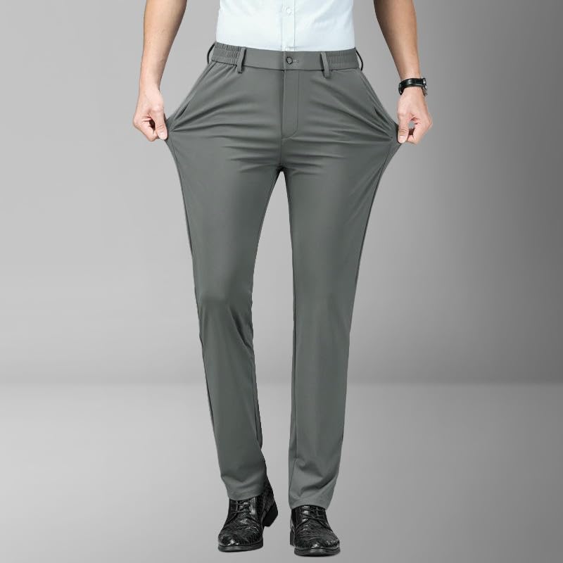 Men's Summer Thin Ice Silk Drape Straight Loose Business Casual Pants2
