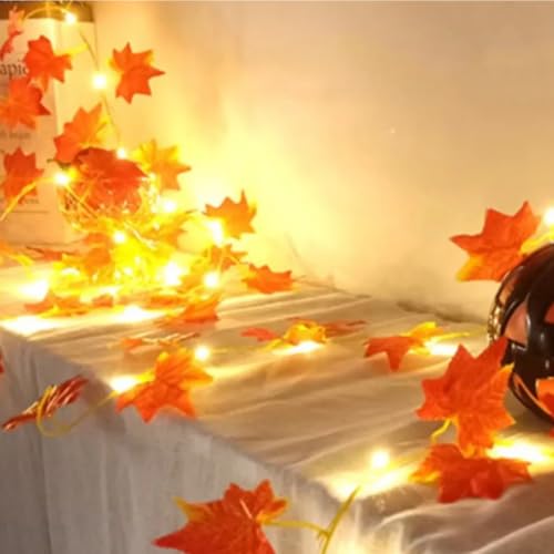 3 Pack Fall Leaves Garland with Light 7.5ft Fall Decorations for Home | Fall Garland Maple Leaf Artificial Hanging Vine Autumn Foliage Garland Thanksgiving Christmas Fall Decor for Fireplace Mantle - image 7