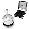 De Walden 25th Silver Wedding Men's Engraved Pocket Watch with Happy Anniversary Case in Gift Box #3