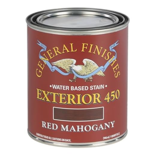 General Finishes Exterior 450 Water Based Wood Stain, 1 Quart, Red Mahogany