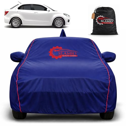 Image of Car Cover for Maruti Suzuki Dzire 2017-2026 | 100% Waterproof Heavy-Duty 3-Layer Car Body Cover | All-Weather Rain, UV, Sun & Dust Protection | Custom Fit | Mirror & Antenna Pockets | Navy Blue