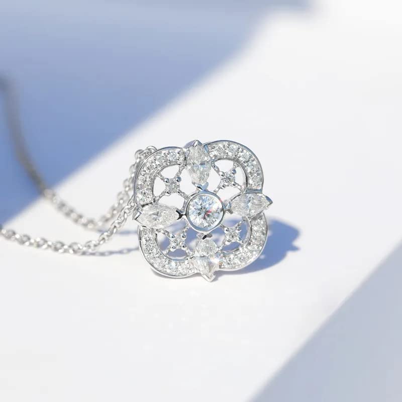 925 Sterlingsilber Vierblättriges Kleeblatt Funken Zirkon Anhänger Halskette für Frauen Schmuck Geschenke
