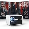 Smart 4K Projector Portable with Auto Focus, Triple Brightness, DB Audio, Official Apps for Outdoor Movie Night Home Theater Video Gaming, HDMI eARC/CEC WiFi6 BT5.4, Halloween Christmas Holiday