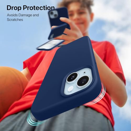 Image of Vaku Luxos Silicone Back Cover Case For iPhone 15 Plus Scratch Resistant Slim Fit Protective Design Military-Grade Protection Support Mag-Safe Wireless Magnetic Charging-Navy Blue