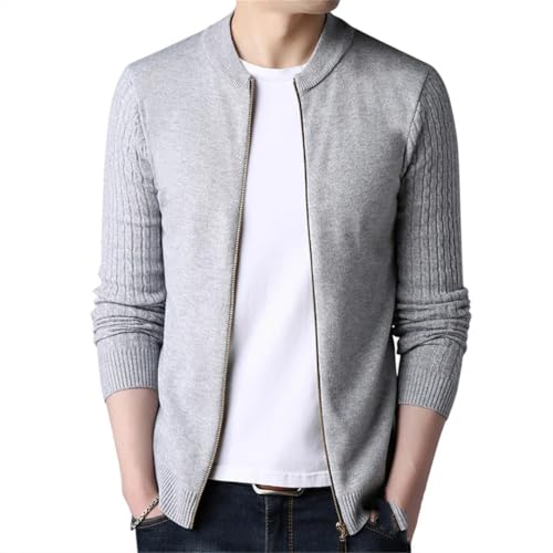 Men's Full-Zip Slim-Fit Cardigan, Solid Color, Stand-Up Collar, Twist-Striped Casual Knit Cardigan2