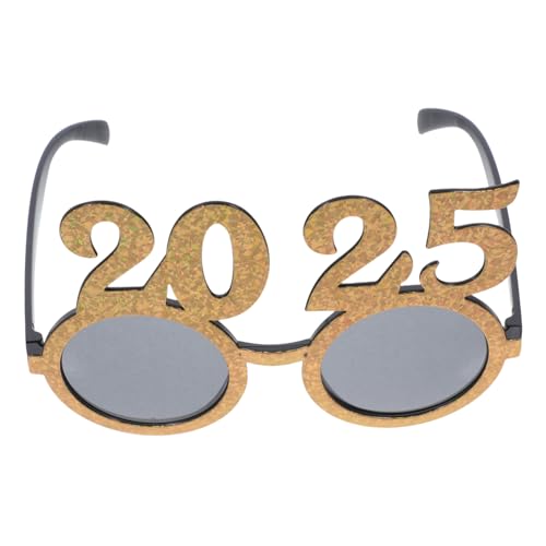 Veemoon 1 Pair Digital New Year Glasses 2025 Party Eyewear Funny Dress-up Glasses Gold Supplies