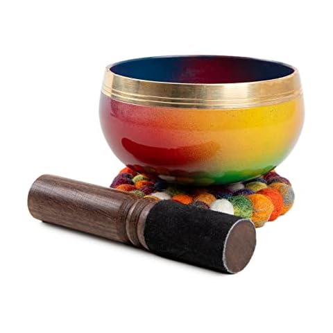 Tibetan Singing Bowl Set - Easy To Play for Beginners - Authentic Handcrafted Mindfulness Meditation Holistic Sound 7 Chakra Healing Gift by Himalayan Bazaar Multicolor Cover