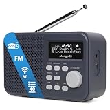MangoKit MD2 PLUS Tragbares DAB/DAB+/UKW Digitalradio,Bluetooth-Streaming,40 Speicherplätze,Klares Display,Kopfhöreranschluss,Alarme und Uhr, Netz-oder Batteriebetrieb, Radio für Küche oder Nachttisch