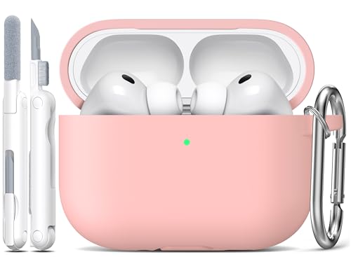 Image of R-fun for AirPods Pro 3rd Generation Case with Cleaner Kit, Soft Silicone Protective Case Cover for Apple AirPod Pro 3 for Women Men, AirPods Pro Case Accessories with Keychain, Sand Pink