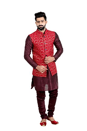 Image of Veera Paridhaan Men's Poly Cotton Jute Nehru Jacket