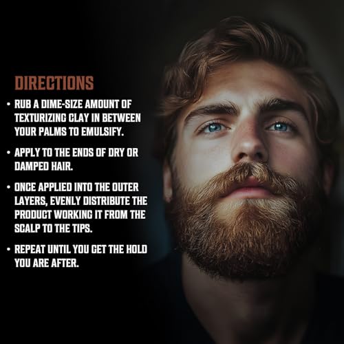 Image of Viking Revolution Sandalwood Hair Clay for Men - Matte Finish Mens Hair Clay - Texturizing Clay Hair Product Men with Jojoba and Vitamin E - Clay Pomade for Men Effortless Hair Styling Cream (2 oz)