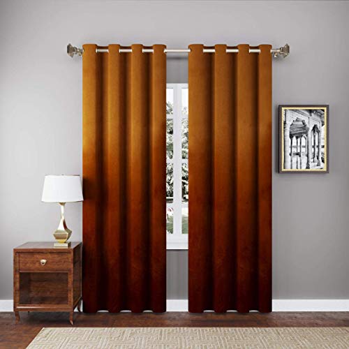 Image of High Sofa Quality Velvet Solid Grommet Room Darkening Eyelet Door Curtains for Living Room, Brown 9 Feet, Set of 2 Pieces