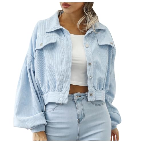 Veste courte en velours côtelé femme aux finitions soignées et revers