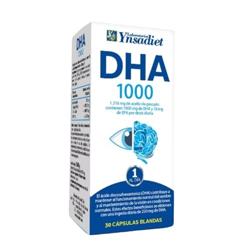 DHA 1000 - Complemento Alimenticio de Omega 3 para Salud Cerebral y Ocular - 30 Cápsulas Blandas - Ynsadiet