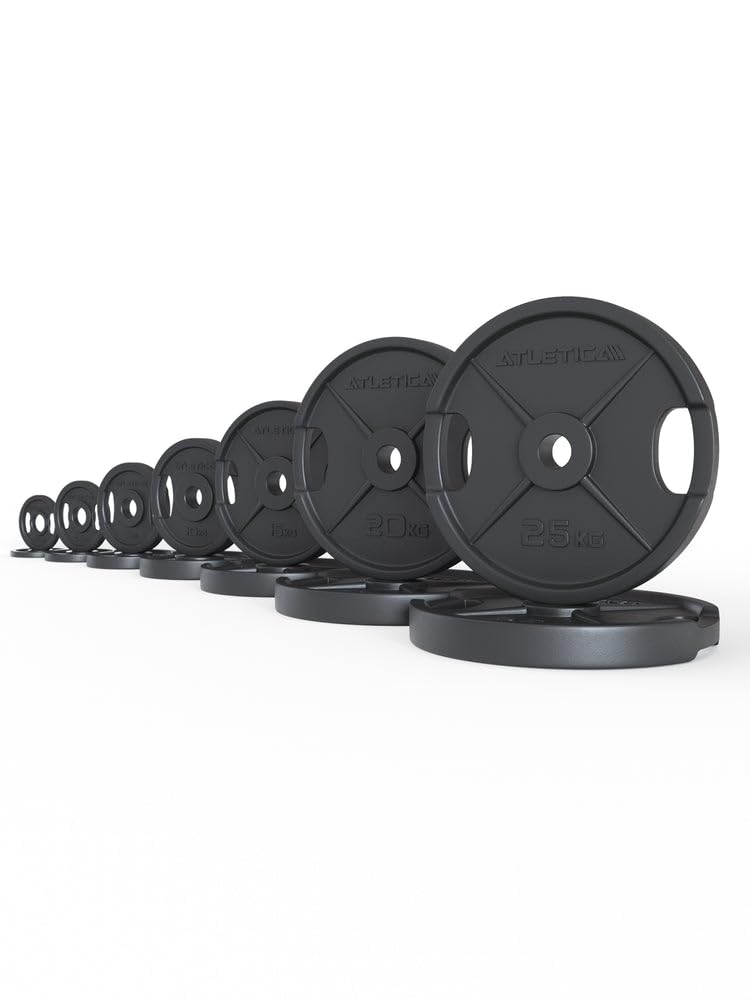 ATLETICA Iron Plates | Ø 50 mm | parami | krążki do sztangi z żeliwa | Ø 50 mm | lakier odporny na rdzę | parami od 1,25 kg do 25 kg | ciężarki | obciążniki treningowe