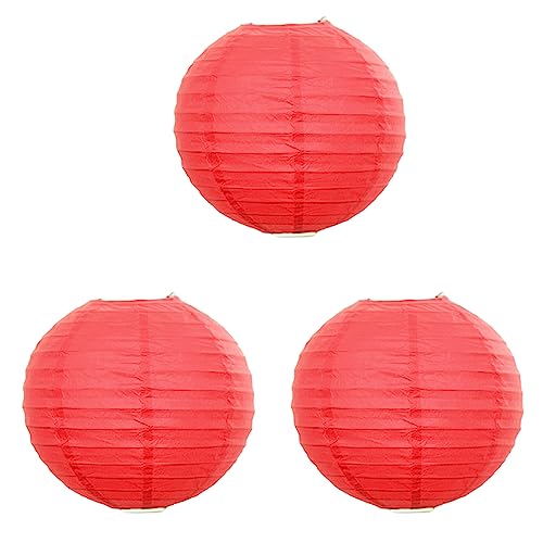 Surwin Farolillos de Papel 3 Piezas Linternas de Papel Colgantes 20, 25, 30, 35, 40 cm Linternas Chinos de Papel Colores DIY Faroles Decorativa para Jardín Fiesta Boda (40CM,Rojo)