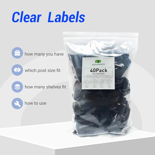 Image of 40 Pcs Wire Shelf Clips for 1 Inch Post,Universal Wire Shelving Accessories,Secure Locking 25mm Metal Shelf Clips Replacement (40Pcs=20Pairs)