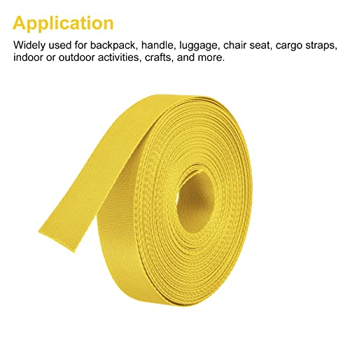Image of MECCANIXITY Flat Nylon Webbing Strap 1 Inch 15 Yards Gold Tone for Backpack, Cargo Strap, Luggage-rack