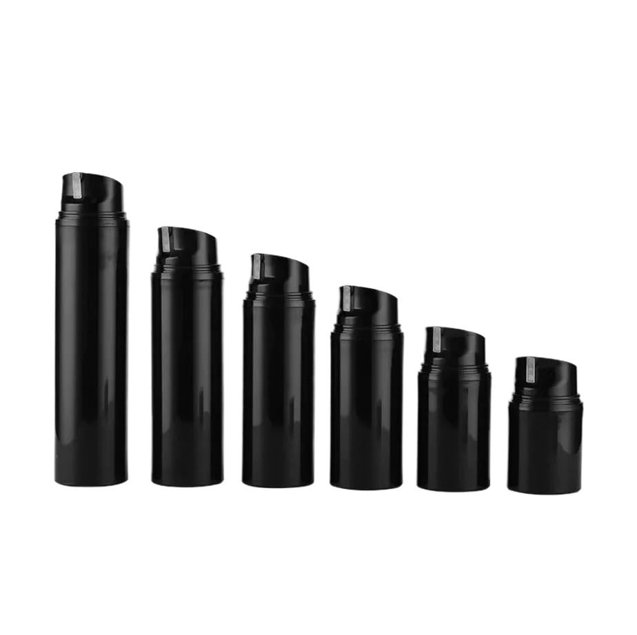 24 Uds Mini botellas negras con bomba de vacío 30-150ml envases dispensadores de crema de loción vacíos(150)