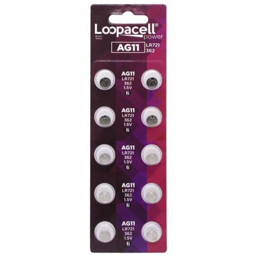 LOOPACELL 10 Pack AG11 LR721 362 V362 D362 GP362 Alkaline Button Cell Battery