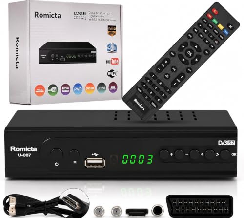 Romicta HD Receiver für Satelliten Sat Receiver mit HDMI DVB-S/S2 PVR EPG SCART USB Mediaplayer HDTV YouTube Wetter Schwarz - HDTV Satelliten Receiver