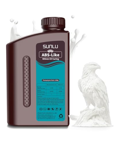 SUNLU 1000G ABS Like Resin for 3D Printer, 405nm UV Curing Photopolymer Rapid 3D Resin for 2K 4K 6K 8K LCD/DLP/SLA 3D Printers, Non-Brittle & High Precision & Low Shrinkage, 1KG, White