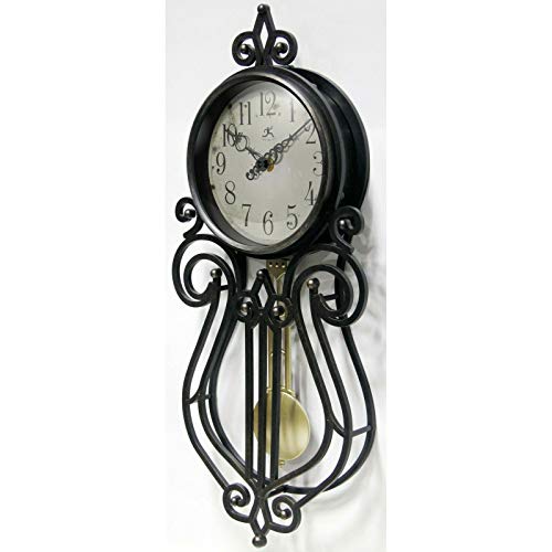 Infinity Instruments 20 inch x 9 Inch Classic Traditional Vintage Rustic Farmhouse Pendulum Non-Ticking Silent Battery Operated Easy to Read Wall Clock for Living Room, Bedroom, Kitchen, Antique Black - Image 5