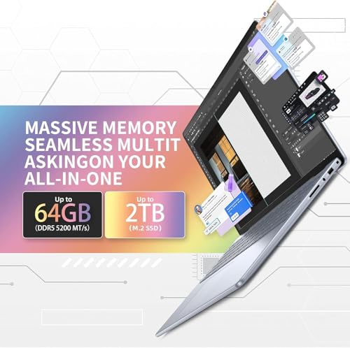 Image of Dell Inspiron 16 Touchscreen Premium Laptop - 16 inch FHD Display, AMD Ryzen 7-8840U, Backlit Keyboard, Fingerprint Reader, w /DVD Drive, Win11 Pro, Lifetime MS Office 2024(32GB RAM DDR5| 1TB SSD)
