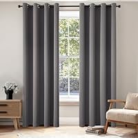 EMEMA Verdunklungsvorhänge Vorhänge Grau Blickdicht mit Ösen 225 cm Lang Thermovorhang Weiche von Räumen 2er Set Abdunkelnde Vorhänge für Wohnzimmer Schlafzimmer Ösenvorhänge Jeder H225 x B140 cm