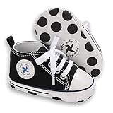Unisex Baby Girls Boys Shoes Infant Soft Sole Canvas Newborn First Walkers High Top Anti-Slip Sneakers (a1/Black, Infant, 0_6Months)