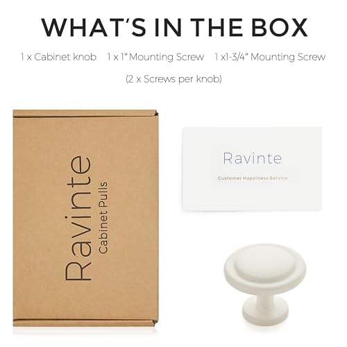 Image of Ravinte 3 Pack 1-1 /4 inch Kitchen Cabinet Knobs White Frosted Dresser Zinc Pulls Door Drawer Handles for Dresser Drawers