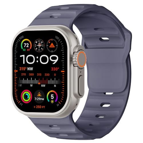 Image of Sport Bands Compatible with Apple Watch Ultra 3 /2 Band 49mm 46mm 45mm 44mm 42mm for Men, Breathable Soft Wide Silicone Waterproof Strap for iWatch Series 11 10 9 8 7 6 5 4 3 SE Ultra, Dark Gray
