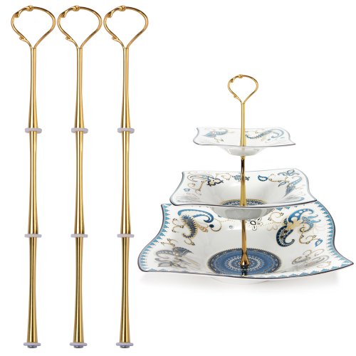 ebuybox 3 Set golden Metallstange Mittellochausstech bis 3 Etage Fuer Hochzeitstorte Etagere Tortenstaender Tortenhalter Torten