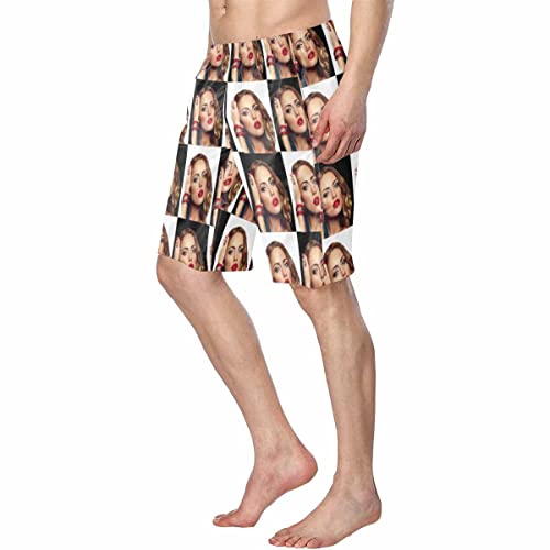 Custom Mens Swim Trunk Seamless Wife's Face Quick Dry Beach Shorts3