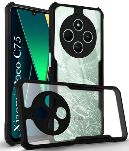 Image of Jkobi Back Cover Case for Poco C75 | Poco M7 (Shockproof with Polycarbonate Clear Panel | Professional Black)
