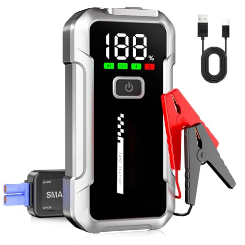 Starthilfe Powerbank für pkw 7000A Auto Starthilfe Powerbank für 12V Fahrzeuge (Bis Zu Alle Benzin Oder 10,0L Diesel) mit Jumper Bildschirm LED Starthilfekabel für SUV Motorrad Rasenmäher