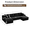 133" Oversized Cloud Boneless Sofa Couch with Chaise, Modern Corduroy U Shaped Modular Sectional Sofa with Deep Seat, Comfy Couch with Cupholders and Storage, No Assembly Required-Black