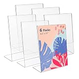 VZINO Acrylic Sign Holder 8.5 x 11 Inches Slanted Back, Clear Plastic Display Stand Table Top Sign H