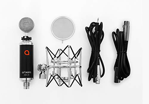 Artesia AMC-20 Studio Large-Diaphragm Condenser Microphone w/Shock Mount + Pop Filter & 8' XLR Cable