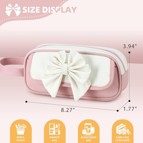 Image of Large Pencil Case for Girls Teens Kids School Zipper Pencil Pouch Pink