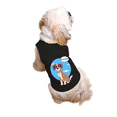 Image of Ruse Pet Got Snacks Printed Dog Round Neck Sleeveless Vest Tank T-Shirt /Tees Apparel /Clothes /Tees Gift for Dogs(Black /L (Desi /Stray, Doberman etc.)