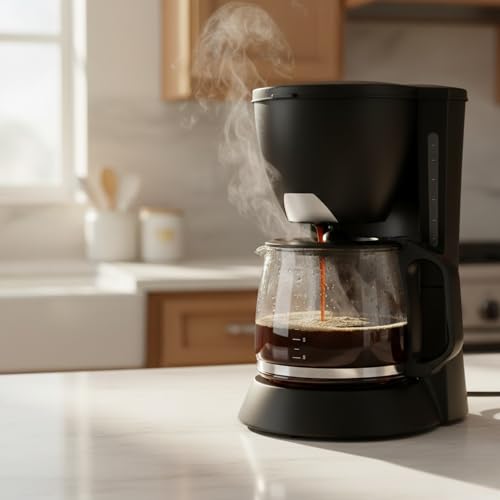 Image of 𝓓rumstone Electric Drip Coffee Maker 10 Cup Capacity, Black Finish, Glass Carafe with Handle, Automatic Brewing System, Keep Warm Function & Compact Design for Daily Use