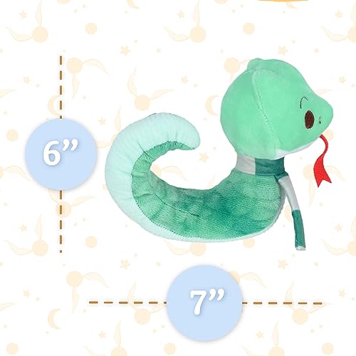 Image of Kids Preferred Harry Potter Slytherin Green SnakePlush Stuffed Animal with Embroidered Details and Green Stripped Scarf Hogwarts House Collectible for Babies, Toddlers, and Kids 6 Inches