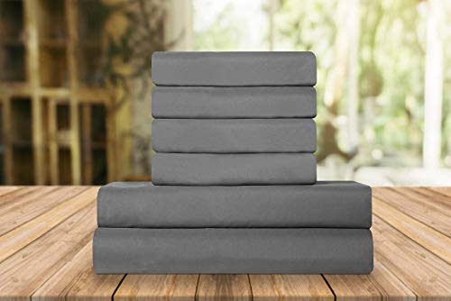 Elegant Comfort Luxury Soft Bed Sheets 1500 Premium Hotel Quality Microfiber Softness Wrinkle and Fade Resistant (6-Piece) Bedding Set, California King, Platinum Grey