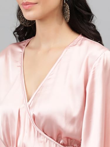Image of KOTTY Womens Satin Full Sleeves Solid Regular Fit Top