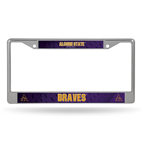 Rico Industries NCAA Alcorn State Braves 12" x 6" Silver Chrome Frame W' Decal Insert Car/Truck/SUV Auto Accessory