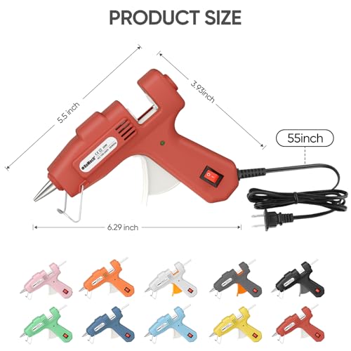 Image of ROMECH 20W Mini Hot Glue Gun with 30 Glue Sticks Set, Fast Preheating Hot Glue Gun Kit Heavy Duty Gluegun for Craft, DIY, Repairs (Red)