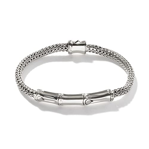 John Hardy Women's Bamboo Silver Station Bracelet, Size S #TOP4